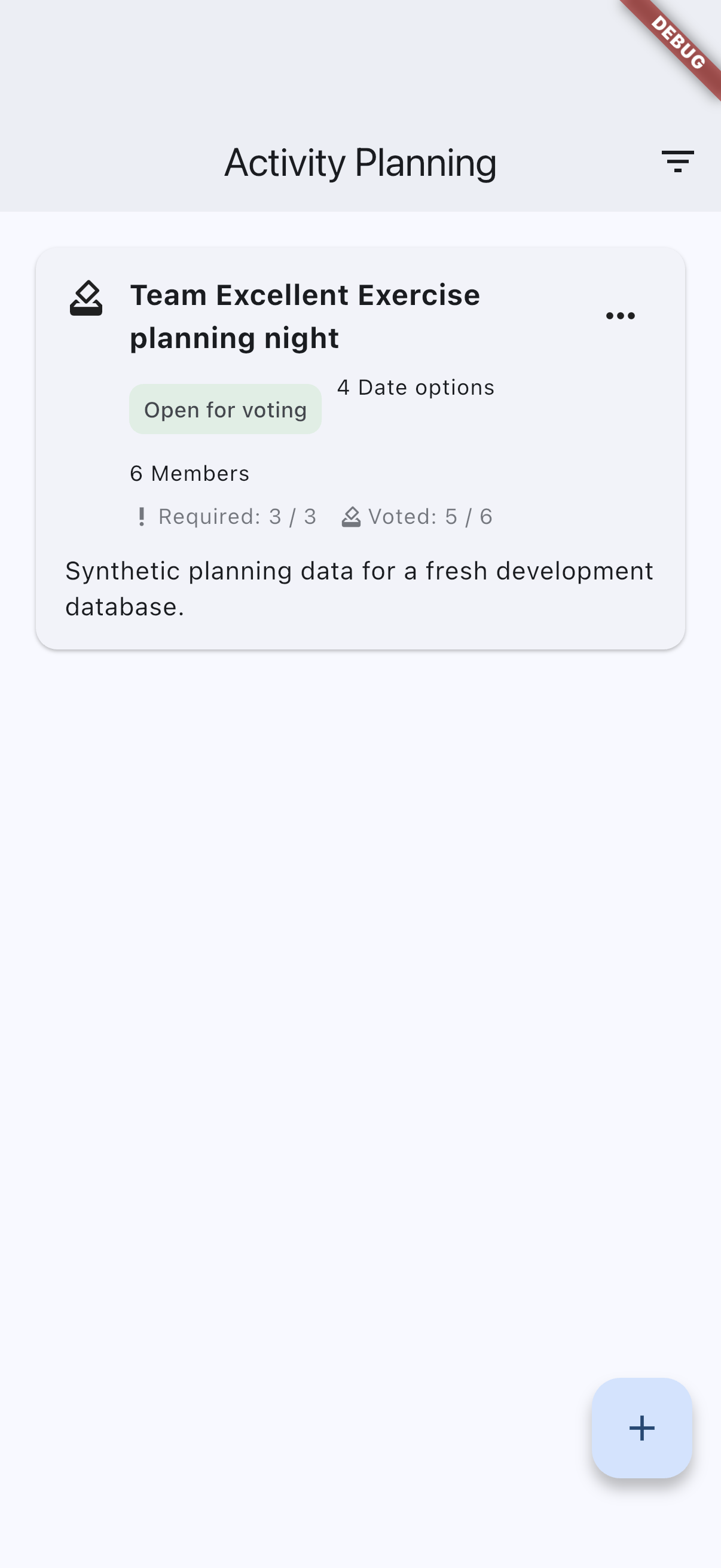 Activity planning list on iOS