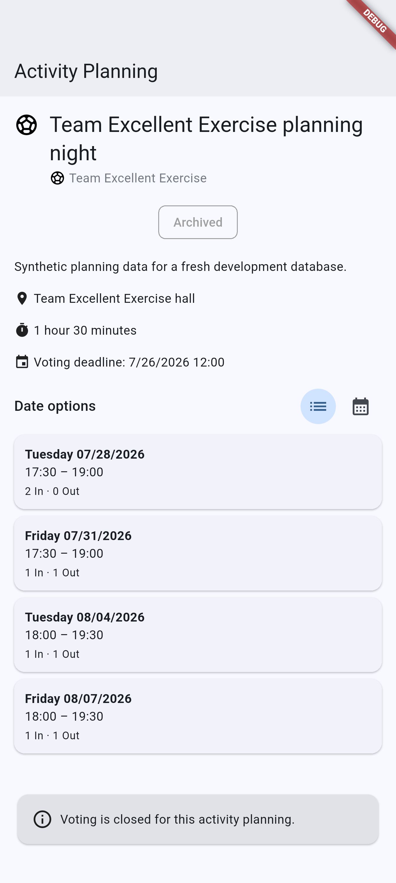 Activity planning voting on Android