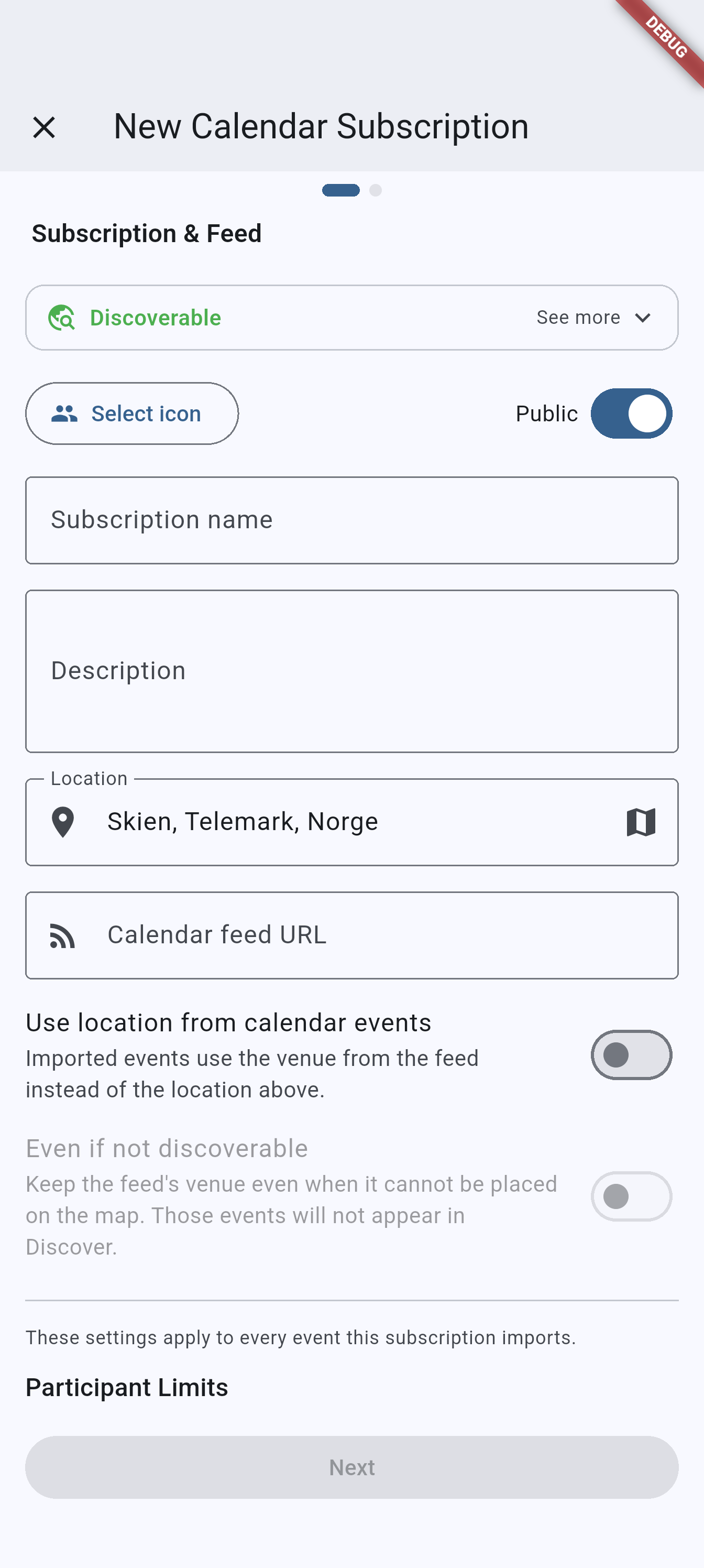 Calendar subscription wizard on Android