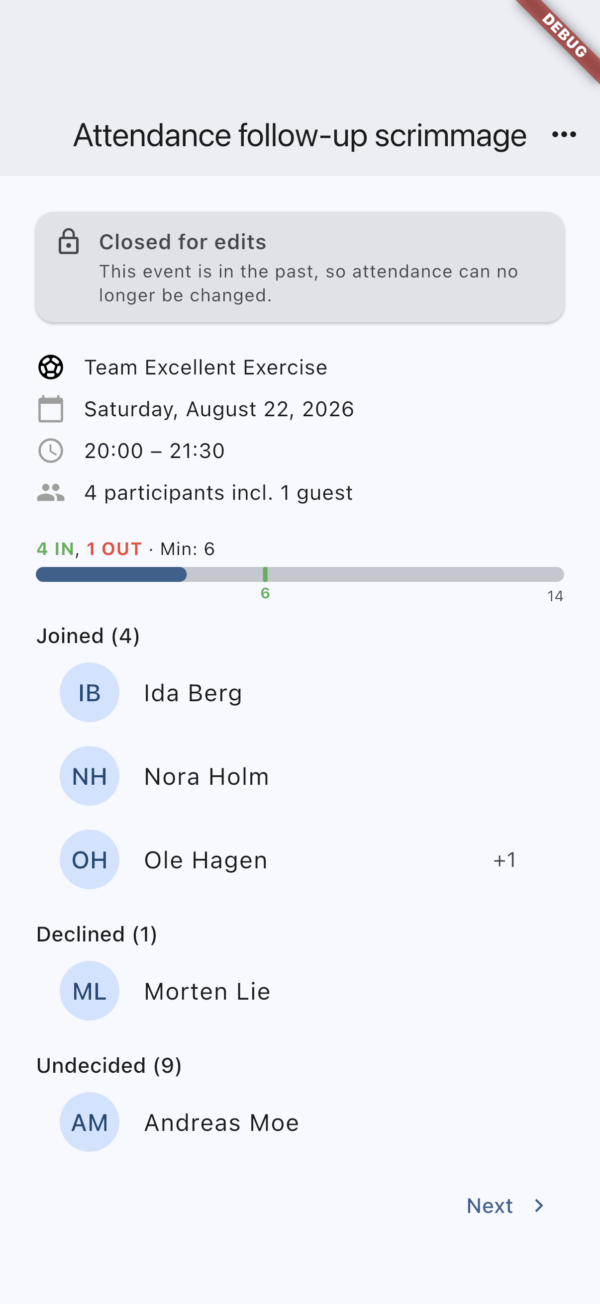 Event detail on iOS