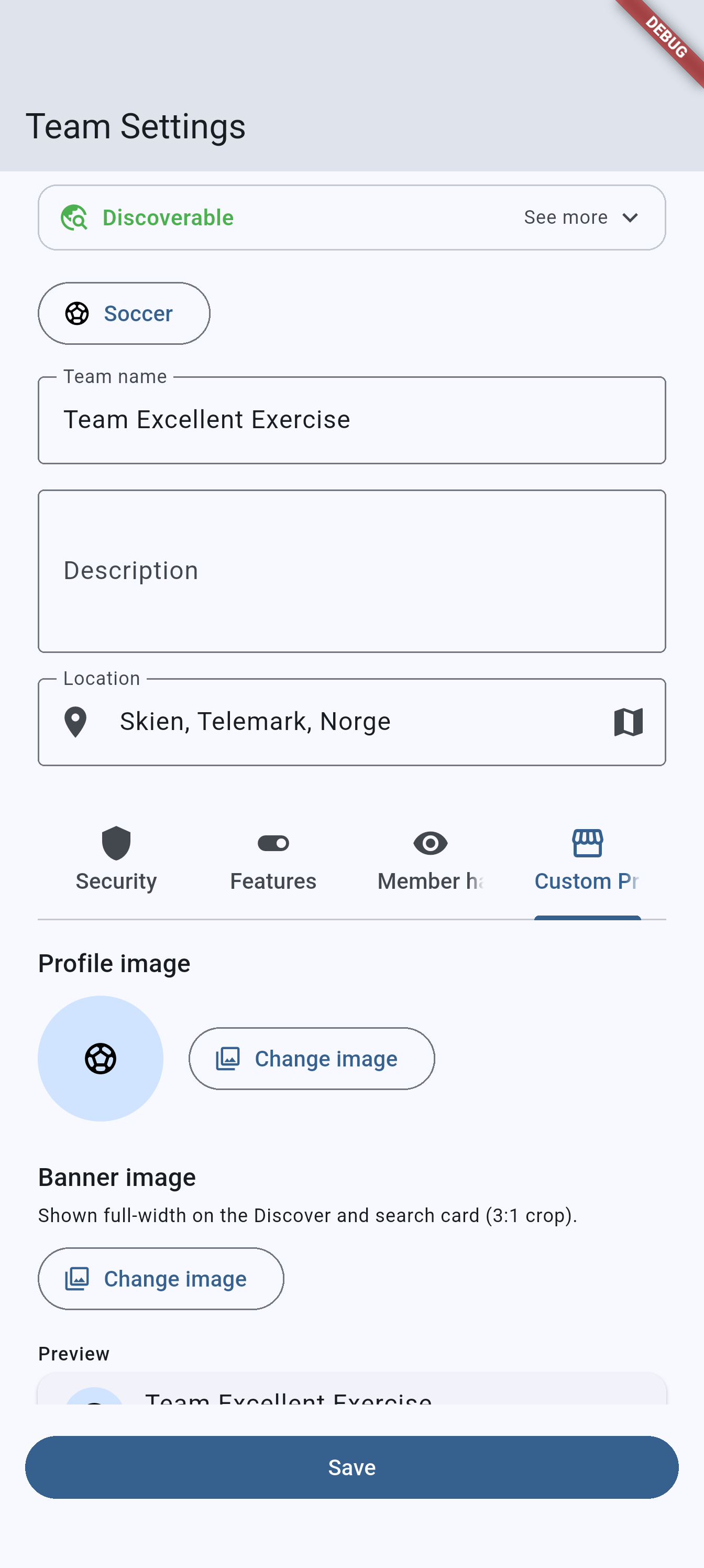Custom Profile tab on Android