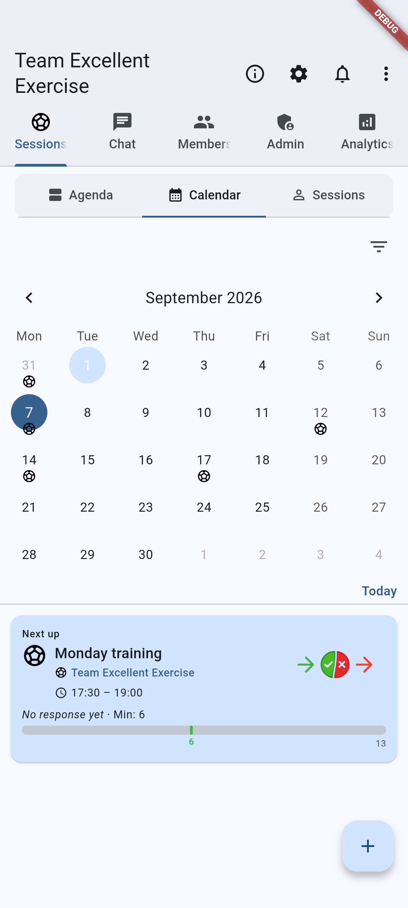 Events tab — Calendar on Android