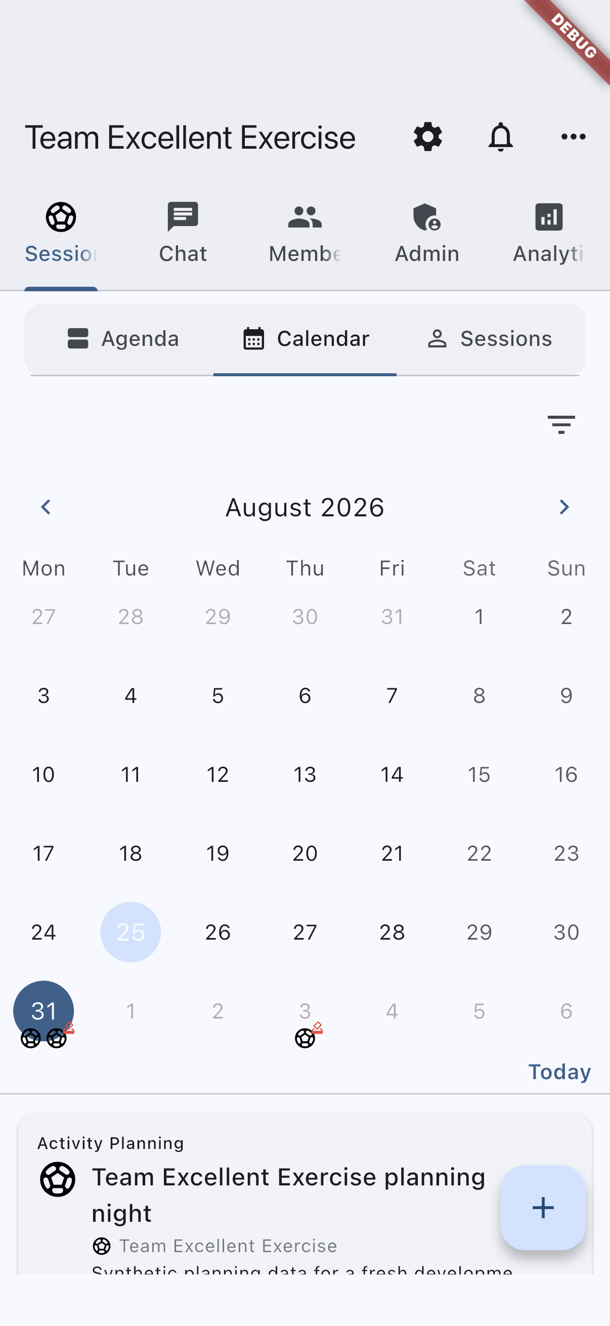 Events tab — Calendar on iOS