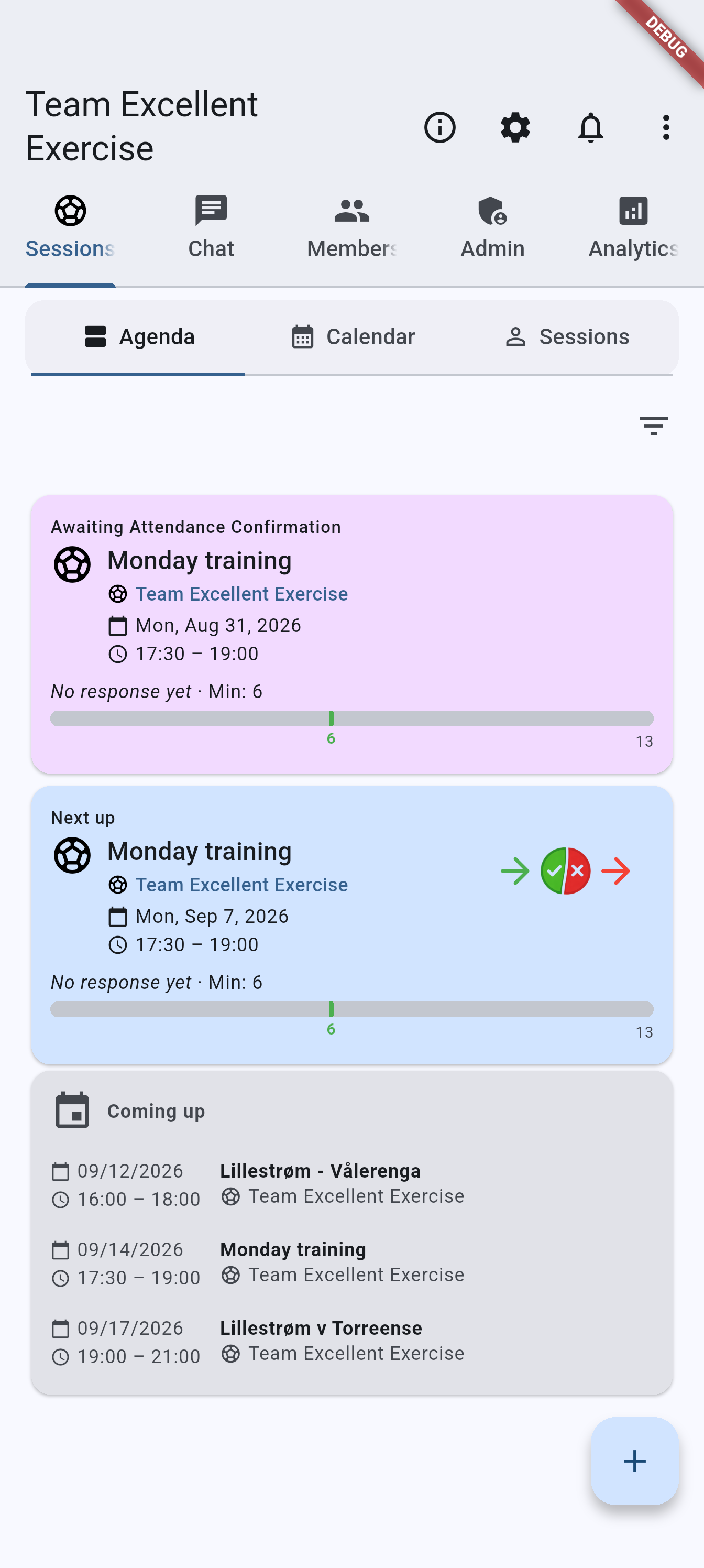 Events tab — Agenda on Android