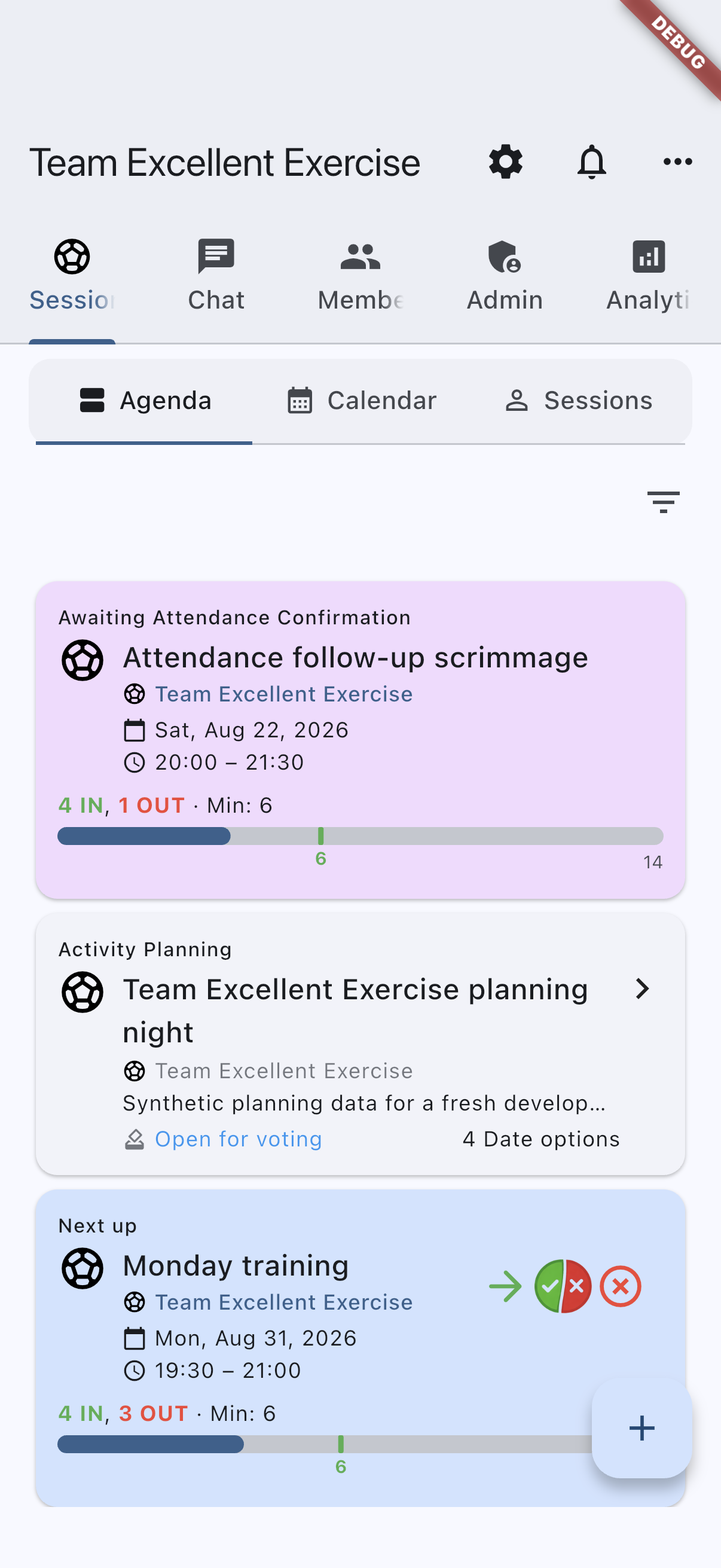 Events tab — Agenda on iOS