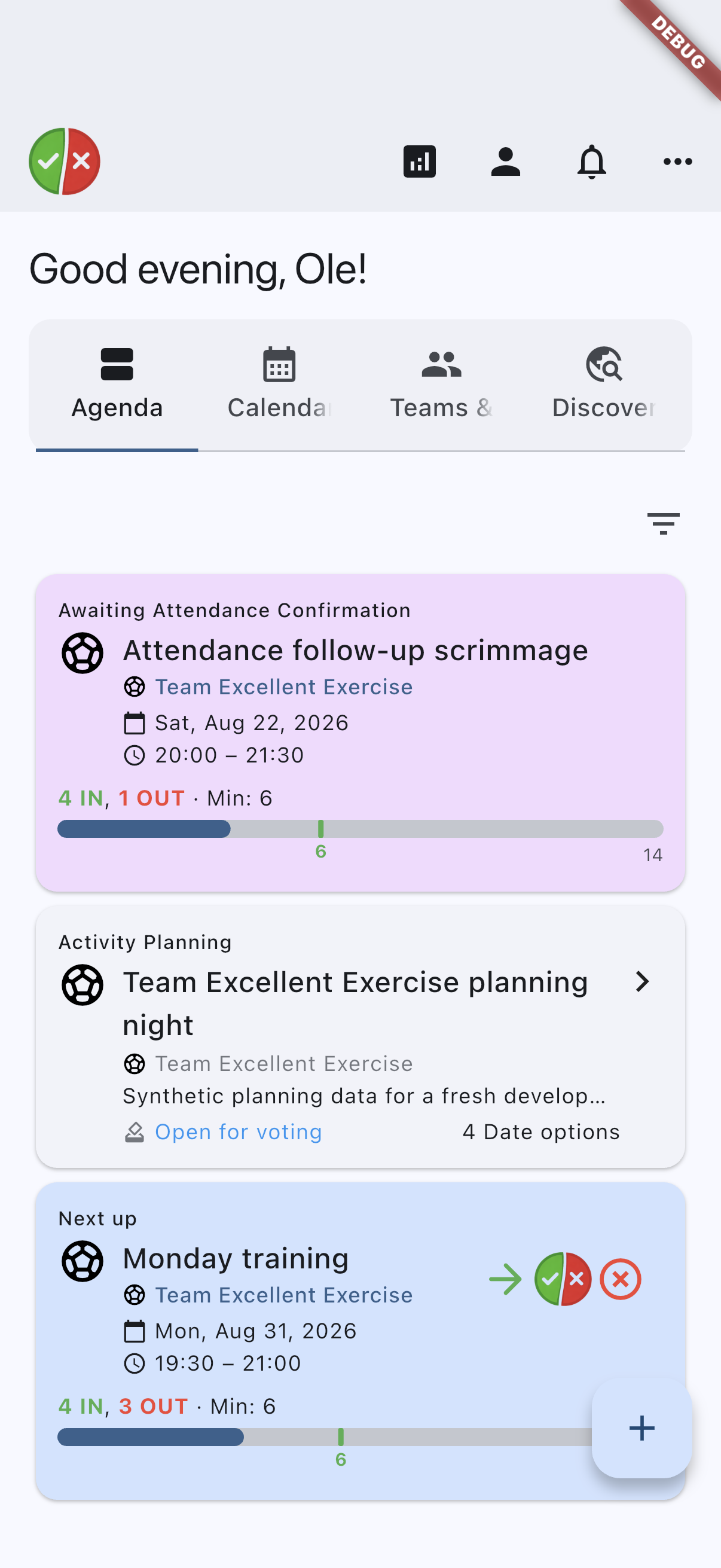 Home dashboard on iOS